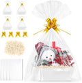 5 Pack Baskets For Gifts Empty, 10x12” White Gift Basket Kit with Clear Bags Gold Bows 200g Crinkle Cut Paper Empty Gift Baskets to Fill Large Gift Baskets for Christmas, Birthdays, Holidays, Weddings by AFOROEOA