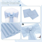 MDS Pack of 75 Chiffon Chair Sashes for Wedding & Event Décor - Baby Blue - Image 5