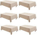Fitable 6 Pack Beige Faux Linen Tablecloths Rectangle 90x156 Inch by Fitable