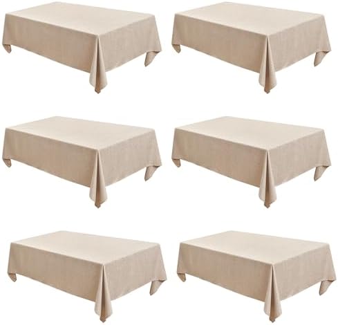 Fitable 6 Pack Beige Faux Linen Tablecloths Rectangle 60x120 Inch by Fitable