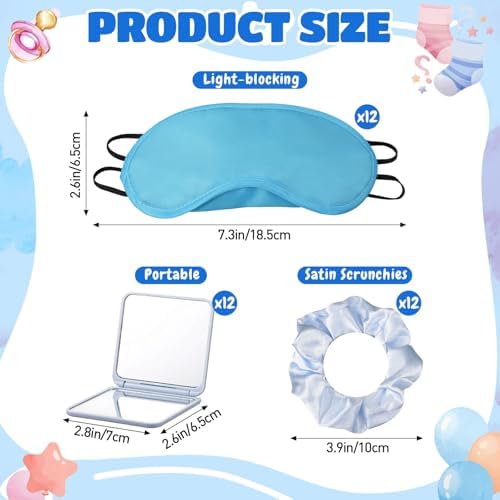 Retrowavy 72pcs Mini Suitcase Party Favors Box, Girls Trip Gift with Mini Luggage Box, Compact Mirror, Scrunchie, Keychain, Makeup Sponge, Eye Mask(each 12) for Travel Wedding Bachelorette Party(Blue) - Image 3