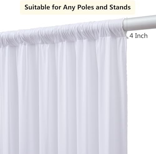 50ftx8ft White Wrinkle Free Backdrop Curtains for Parties, 10 Panels 5×8ft Silky Soft Polyester Wedding Drapes for Backdrop Decor Birthday Party Baby Shower Photo Photography Background Curtain - Image 6