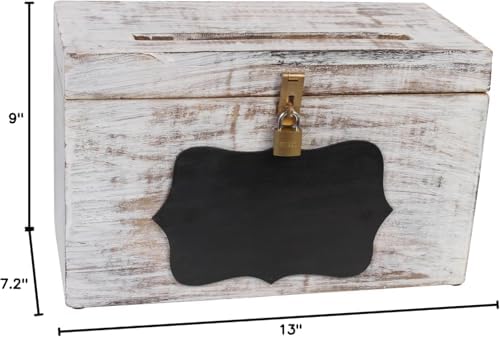 Wooden Wedding Card Box with Slot & Lid | Graduation Card Box | Rustic Vintage Decorations for Reception for Wedding Registry Gifts, Honeymoon Funds & Money | Baby & Bridal Shower -12"X9.5"X5" - Image 5