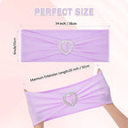 Pack of 30 Spandex Chair Sashes Bows Stretch Chair Cover Band with Buckle Slider Universal Elastic Chair Ties for Wedding Banquet Party Event Decoration (Lavender) - Image 2