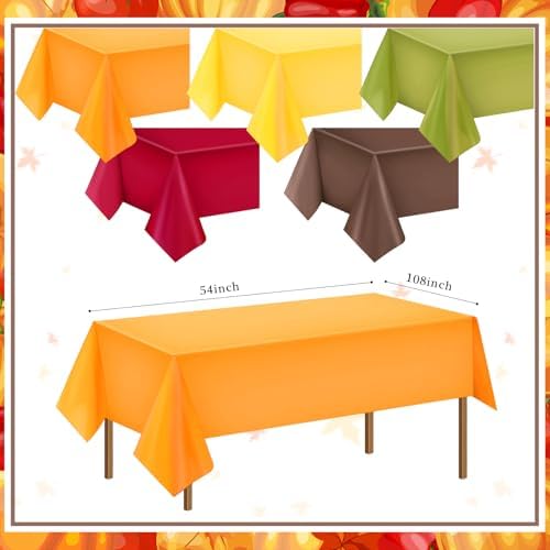Jinei 40 Pcs Fall Plastic Tablecloth Thanksgiving Disposable Table Cover - Image 2