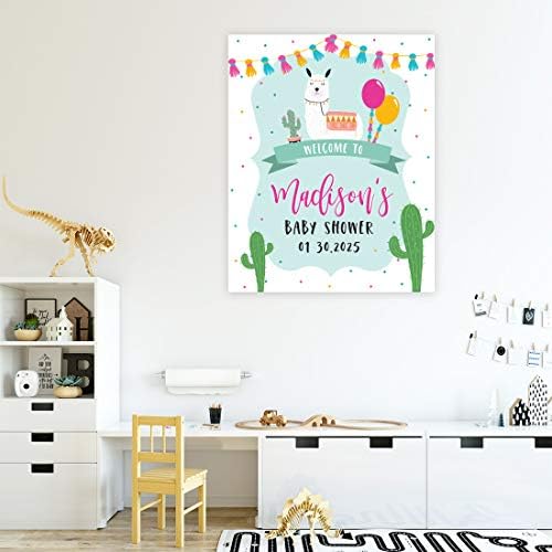 Andaz Press Custom Large Baby Shower Canvas Welcome Sign, 16 x 20 Inches, Mama Llama Guestbook Alternative, Personalized Sign Our Canvas, for Llama Baby Shower, Baby Sprinkle Theme - Image 4