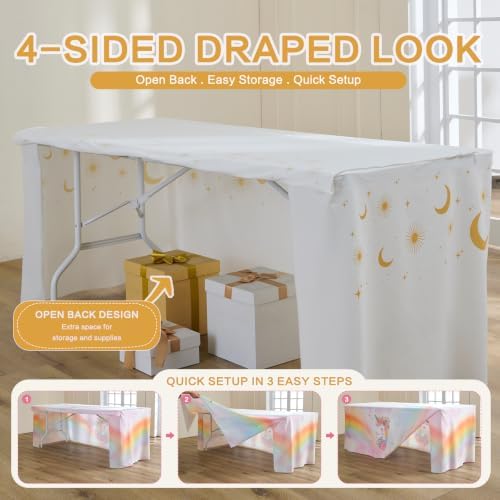 2 pk Celestial Fitted Tablecloth Rectangle for 6 Foot Tables Wrinkle Free - Image 3