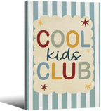 Wrapped Framed 16x24 inch Trendy Preppy Blue Striped Wall Art Cool Kids Club Quotes Poster Modern Funny Toddler Canvas Prints for Kids Playroom Bedroom Wall Decor by Medpol