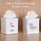 Jacaranda Living Square Tissue Box Cover, Linen/Cotton Tissue Holder, Decorative Cloth Tissue Cover, Fits Standard Square Tissue Boxes, Embroidered Animal Designs, Flamingo (Pink) - Image 5