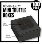 100 pcs Black Mini Truffle Box for 4 Treats with Window and Dividers, Bakery Boxes, 3.5 x 3.5 x 1.57 Inches VERY SMALL Baking Boxes for 4 Treats, Square Truffles Box for Gift Giving - Image 3
