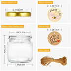 GIVAMEIHF Mini Honey jars 1.5oz, 60 pcs Honey Jars with 60 Bee Stickers,Tags,Jutes Rope,Mini Honey Jars with Lids, Perfect for Candle Jar,Spices,Jams,Baby Shower, Wedding Favors, Party Favors - Image 2