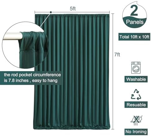 Hunter Green Backdrop Curtain for Parties Wrinkle Free Dark Green Photo Curtains Backdrop Drapes Fabric Decoration for Baby Shower Birthday Party Photography 5ft x 7ft,2 Panels - Image 5