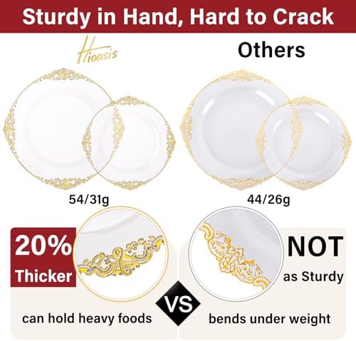 Hioasis 210 Pcs Clear Gold Plates for Party - Image 3