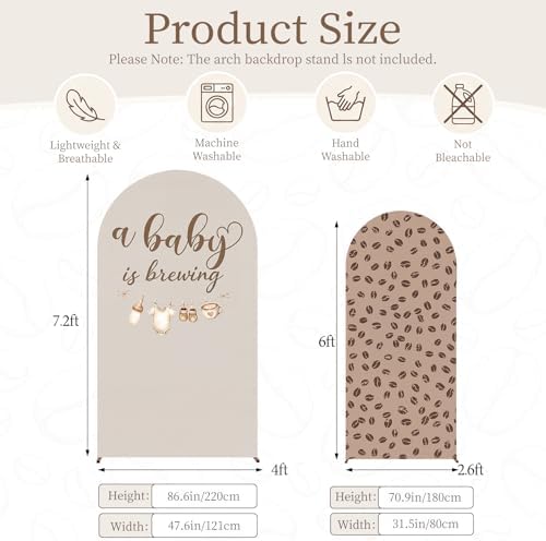 Moukeren a Baby is Brewing Arch Backdrop Cover 6ft and 7.2ft for Coffee Drink Themed Baby Shower Party Gender Reveal Birthday Party Banquet Photo Arches Background Decorations - Image 2