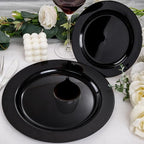 FLOWERCAT 100PCS Black Plastic Plates - Heavy Duty Black Disposable Plates for Birthday Party/Wedding/Halloween- serve 50guests 10 inch and 7 inch Set - Image 5