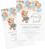 All Ewired Up We Can Bearly Wait Baby Shower Invitation, Blue Teddy Bear Baby Shower Invite, Library, Diaper Raffle, Balloons, Personalized Large 5X7 by AllEwiredUp