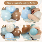 148 Pcs Bear Baby Shower Decorations Balloon Metal Arch Backdrop Stand and Cover Set Decor Dusty Blue and Brown Balloon Arch Kits Bear Baby Shower Gender Reveal Birthday Party Decorations - Image 5