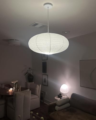 White Oval Paper Lanterns, 22in Large Hanging Paper Lantern Shade, 2 Pack - Image 2