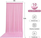 50ftx12ft Pink Backdrop Curtains for Parties, Wrinkle Free Polyester Pink Photo Backdrop Drapes 10 Panels 12 ft Long Back Drop Cloth for Wedding Birthday Photography Background Party - Image 5