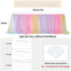 167in Rainbow Tulle Table Skirts for Rectangle Tables 6/8ft, 2-Layer Pastel Color Unicorn Ruffle Tulle Tutu Cloth Table Skirt 14ft for Girl Birthday Party Baby Shower Cake Dessert(No Table Cover) - Image 5