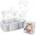 50 Pcs Christmas Clear Favor Boxes 3x3x3 Inch, Snowflake Xmas Candy Box by ReliThick