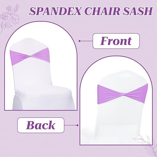 MDS Pack of 75 Spandex Chair Sashes Without Slider Buckles – Light Purple - Image 4