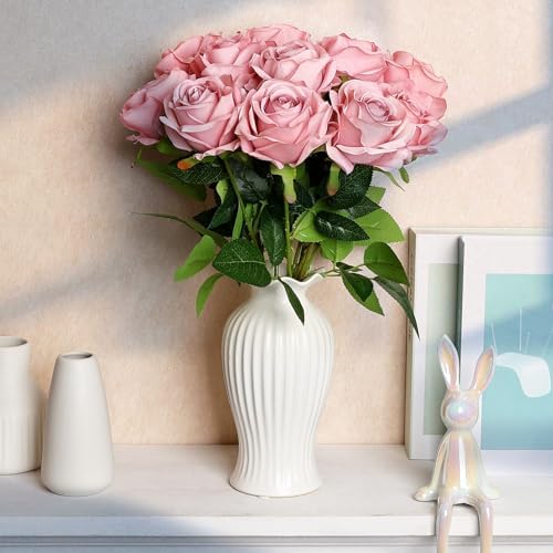 48 PCS Dusty Pink Roses Artificial Flowers, Silk - Image 3