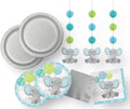 Elephant Baby Shower Party Supplies Set, Blue and Mint, 16 Guests, with Plates, Napkins and Hanging Decorations by CreativeConverting