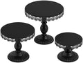 3 PCS Black Cake Stands (8"&10"&12" Plate), Cupcake Stand with a lace Hollow Border Metal Cake Stand Set for Birthday Party, Wedding, Anniversary, Baby Shower by VMFKPNR
