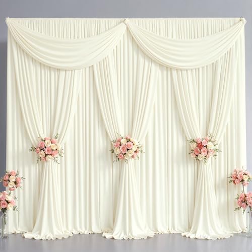 50x10FT Backdrop Curtains with Rod Pockets - Wrinkle Free Photo Stage Backdrop 10 Panels Curtains Drapes for Photography Wedding Party Baby Shower Decorations (Beige) by Unknown