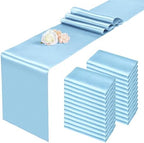 24 Pack Light Blue Satin Table Runners 12 x 108 Inch Long Sky Blue Table Runners for Rectangle Round Tables, Smooth Satin Table Runner for Wedding,Birthday Party Banquets Engagements Decoration by Pesonlook