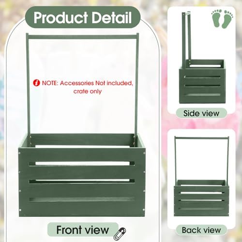 Suzile Baby Shower Crate Wooden Closet Baby Basket Gift,Sage Green - Image 3