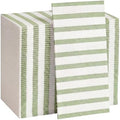 100 Pack Striped Linen-feel Napkins Bulk Striped, Sage Green by Janlaugh