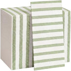 100 Pack Striped Linen-feel Napkins Bulk Striped, Sage Green by Janlaugh