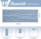 20 Pack Dusty Blue Table Runner 17 x 108inch Cheesecloth Table Runner Rustic Boho Gauze Sheer Fabric Cheese Cloth Table Runners for Wedding Party Bridal Baby Shower Birthday Spring Table Decor - Image 3