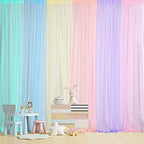 6 Panels,Pastel Rainbow Backdrop Curtains Sheer Curtain Panel,Bright Color by Tatuo