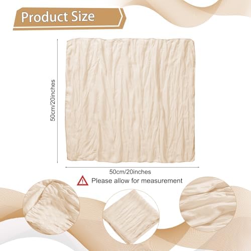 LZY 60 Pack Gauze Cheesecloth Napkins 20x20 Inch Dinner Cloth Napkins, Soft Boho Table Napkins Rustic Wrinkled Cheese Cloth Napkins Bulk for Wedding Party Baby Shower Event Decor (Ivory) - Image 2