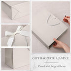 Silkfly 24 Pcs Paper Gift Bags with Handles & Bow Ribbon, Ivory - Image 3