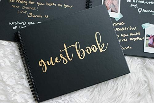 Paper 'n Such Graduation Party Black Guest Book with Blank Pages for Polaroid Pictures, Funeral, Wedding Reception, Birthday, Bridal or Baby Shower, Vacation House Guestbook -Spiral Hardcover - Image 2