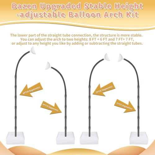 Bazen Balloon Arch Kits 8.2FT & 6FT Black Balloon Arch Stand With Base - Image 4