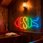 Jesus Neon Sign, Jesus Led Neon Light Signs for Wall Decor Christian Light up Sign Lamp Wall Art for Bedroom Home Christ Church Easter Religious Events Party Decor Dimmable USB Powered(15.4"*8.7") - Image 6