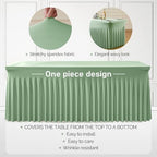 1 Pack Sage Green Spandex Tableclothes for 6 Foot Rectangle Tables, Wrinkle Free 6ft Fitted Table Cover Stretch Table Cloth Desk Skirt for Weddings Baby Shower Birthday Party Banquet Decorations - Image 2
