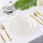 Festiva 60PCS Clear Ivory Plastic Plates - Heavy Duty Weave Pattern Fancy Disposable Plates -serve for 30 guests Include 30PCS 10" & 30PCS 7" Plates for Bithday &Thanksgiving Party(Ivory) - Image 6