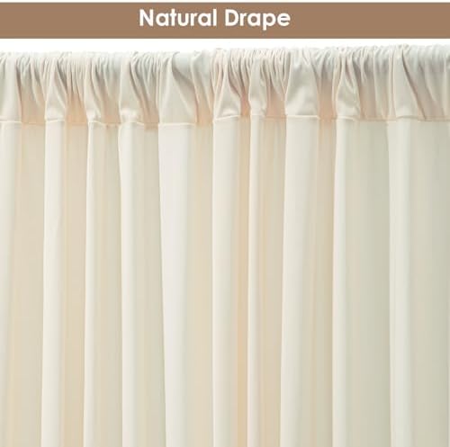 20x10ft Wrinkle Free Ivory Backdrop Curtain for Parties Soft Fabric Drapes Wedding Ivory Curtain Backdrop for Birthday Party Decorations Background for Photography 5x10ft,4 Panels - Image 5