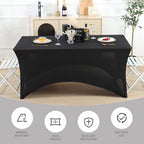 Fixwal 6 Pack 8FT Black Tablecloth Rectangle Spandex Fitted Table Cover - Image 5
