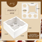 Bundle of 8 Packs Bento Cake Box with Cupcakes and Mini 24 Count Cupcake Containers 20 Pack for Wedding Birthday Party Baby Shower Baking Supplies - Image 3