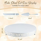 Wenqik 18 Inch White Cake Stand Metal Round with Cutter Spatula, Classic - Image 2