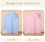 Pink Blue Arch Backdrop Cover Set of 2 Gender Reveal Arch Covers Stretchy Backdrop 7.2 and 6ft Spandex Balloon Arch Stand Covers for Baby Shower Boy or Girl Birthday Party Banquet Photo Background - Image 2