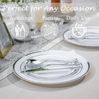 N9R 600PCS White and Silver Plastic Plates, Disposable Dinnerware Set - Image 3