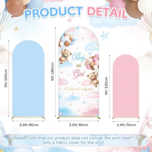 Lumina 3 Pcs Bear Arch Cover Gender Reveal Backdrop Pink Blue - Image 2